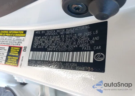 2025 Lexus Es 300H Ultra Luxury из США, поврежденный, VIN 58AFA1C12SU071251